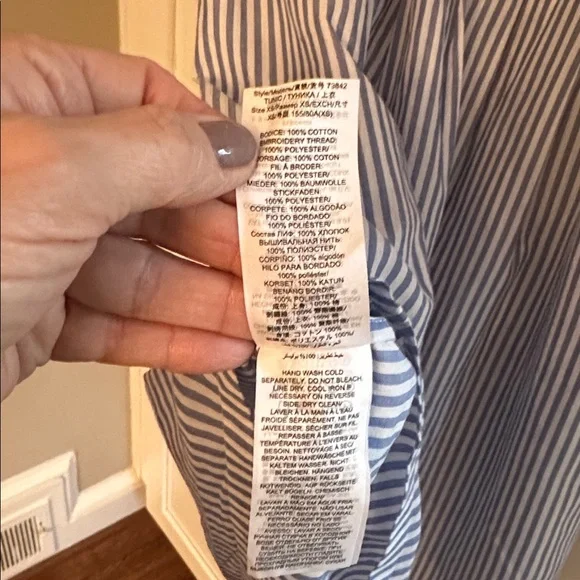 TORY BURCH STRIPED EMBROIDERED COTTON BEACH COVER-UP. - Picture 6 of 6